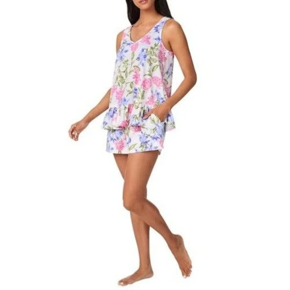 Tommy Bahama Women's Large 3-Piece Pajama Set White Lily Cluster Print NOWT